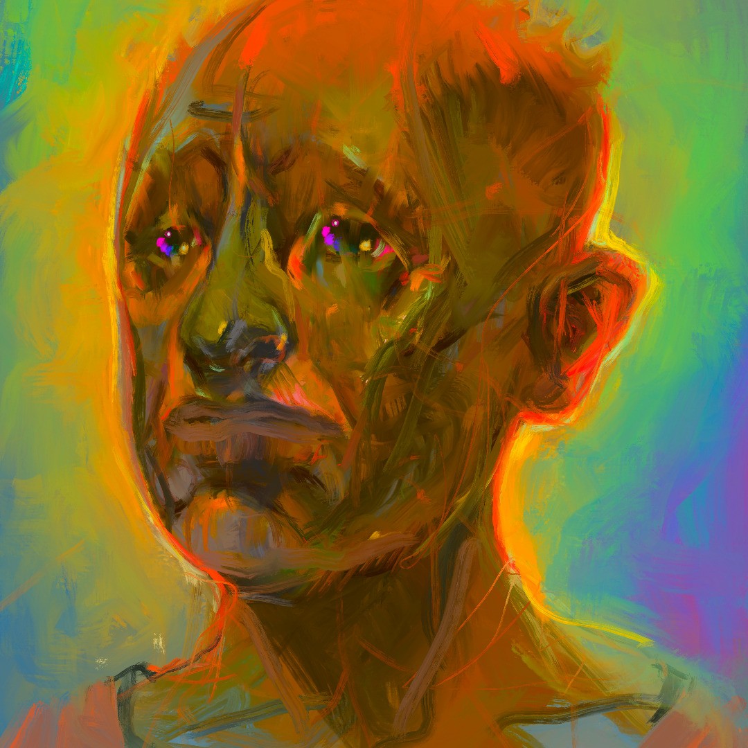 Painting of a sad man